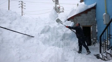 Bitlis'te köy sakinleri, karda açtıkları koridorlarla ulaşım sağlıyor