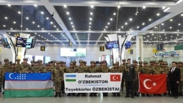 Hatay'da sahra hastanesi kuran Özbek ekibi ülkesinde törenle karşılandı