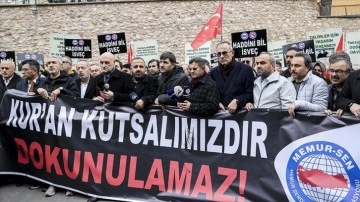 İsveç'te Kur'an-ı Kerim'in yakılması İstanbul'da protesto edildi