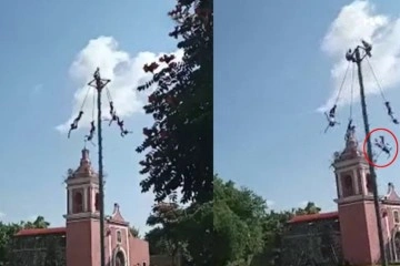 Meksika’da Ölüler Günü’nde bir adam 20 metre yükseklikten yere çakıldı