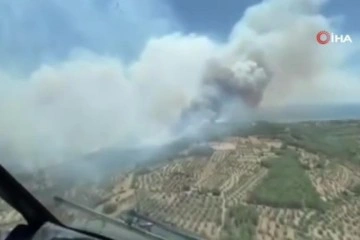 Midilli Adası’ndaki orman yangınına müdahale sürüyor